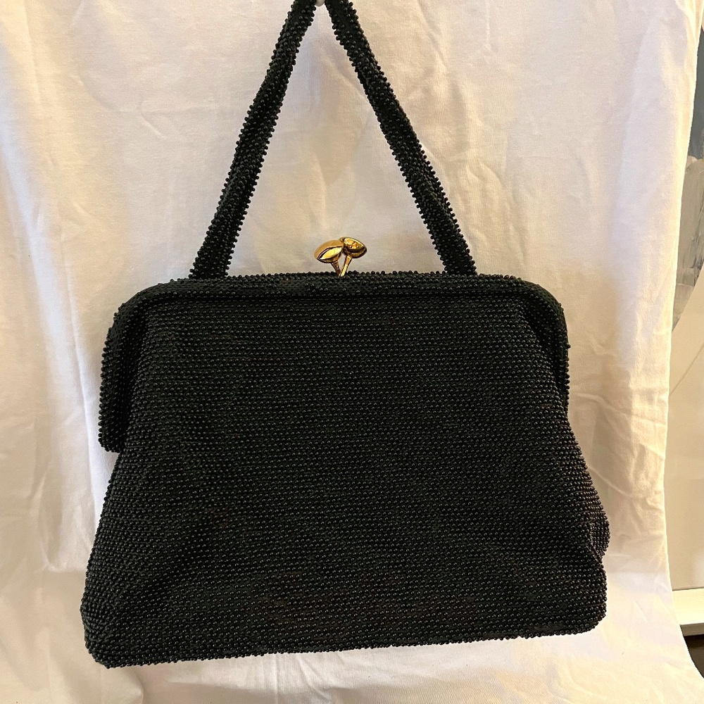 Vintage Black Beaded Satchel